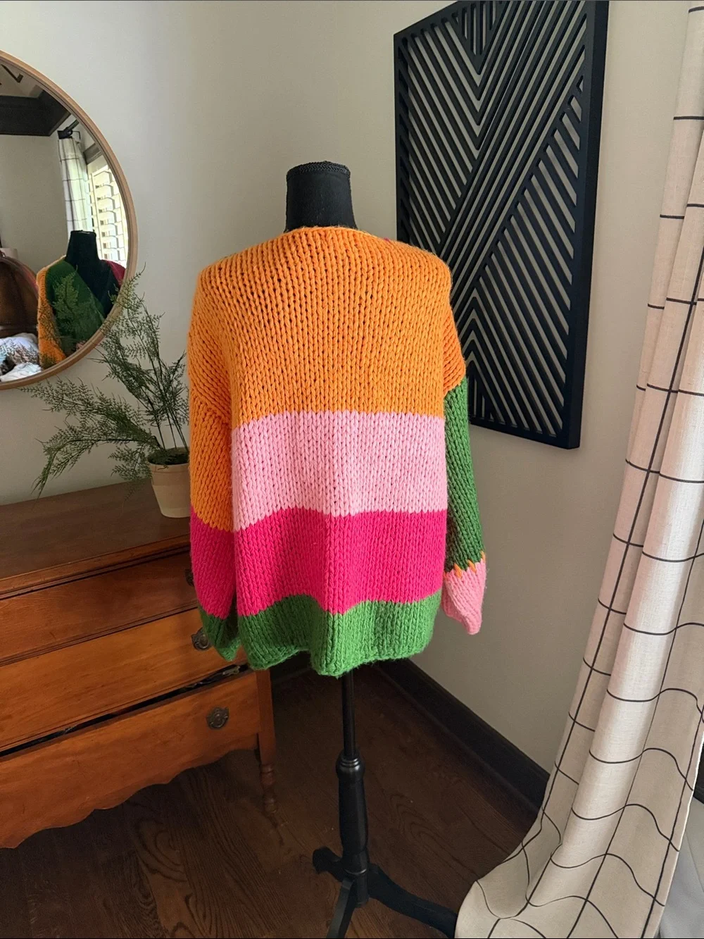 POL Multicolor block chunky knit cardigan large - Picture 4 of 13